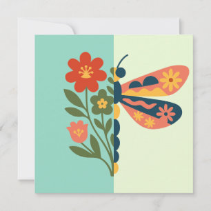 Convites Decoração de borboleta colorida com elementos flor