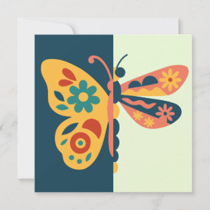 Convites Decoração de borboleta colorida com elementos flor