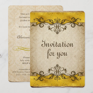 Convites Decoração de Borda Vintage 1 - dourado