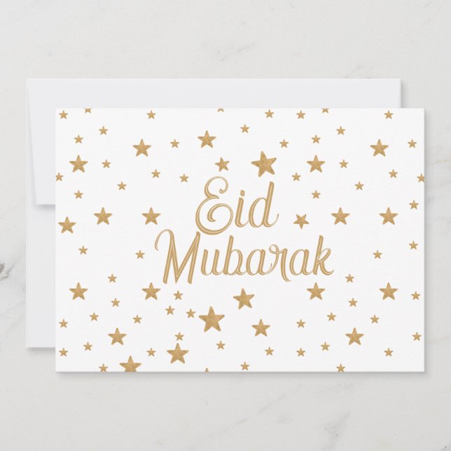 Convites Decoração de brilho de estrela dourada Eid Mubarak (Frente)
