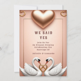 Convites 🌸 Decoração de casamento com cisne em dourado ros