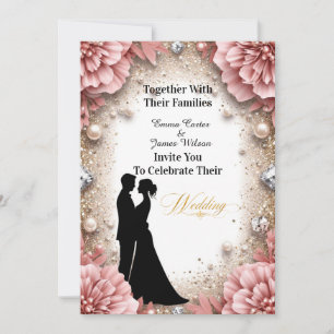 Convites 💐 Decoração de casamento floral dourada com pêsse