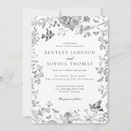 Convites Decoração de Casamento Floral Vintage Francês Toil
