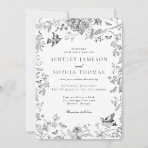 Convites Decoração de Casamento Floral Vintage Francês Toil