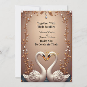 Convites 🌷 Decoração de Casamento Rosa Dourado de Cisnes �