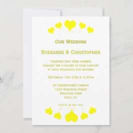 Convites Decoração de Corações Amarelos para Casamento