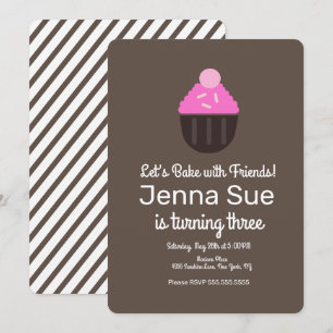 Convites Decoração de Cupcake de Aniversário Minimalista co