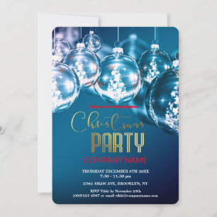 Convites Decoração de Natal Corporativa Azul Moderna Vintag