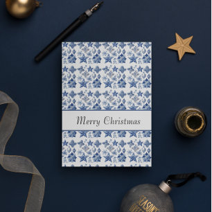 Convites decoração de Natal em azul de Delft personalizável
