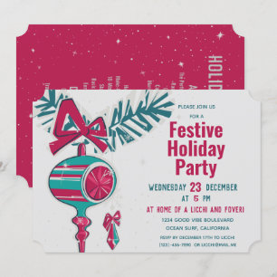 Convites Decoração de Natal em Moderno de Meados do Século