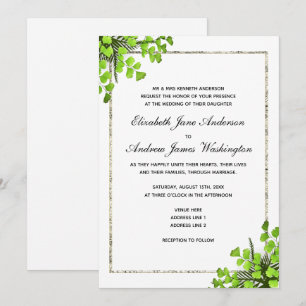 Convites Decoração de Samambaia de Canto Elegante Casamento