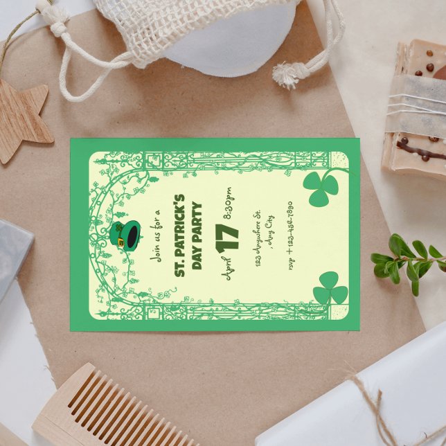 Convites Decoração de Trevo Elegante Dia de São Patrício (Elegant Shamrock Decoration Frame St. Patrick's Day Invitation
)