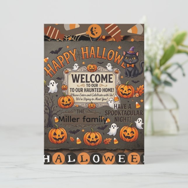 Convites Decoração e Roupas Personalizadas de Halloween par (Em pé/Frente)