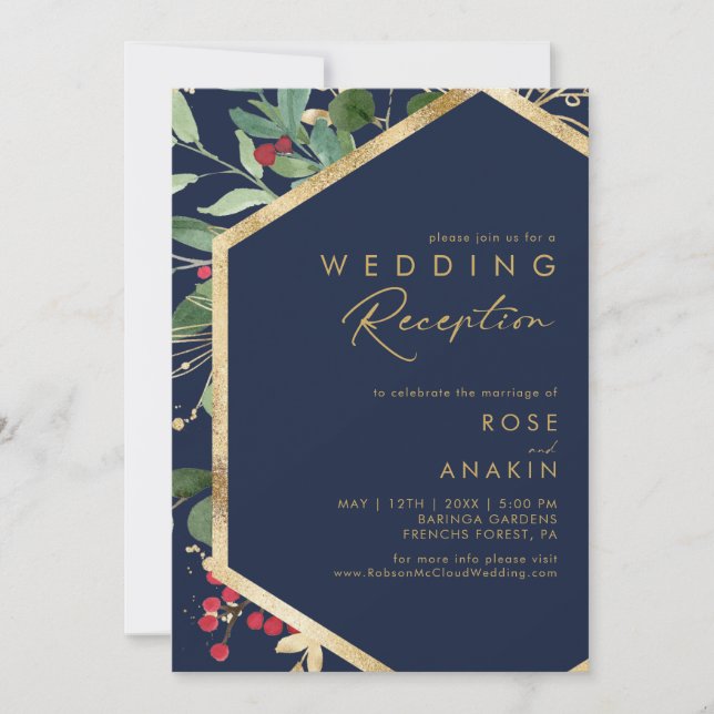 Convites Decoração Moderna de Natal Recepção de Casamento A (Frente)