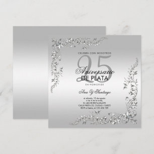 Convites Decoração Prata 25º Aniversário de Casamento
