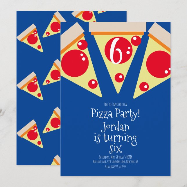Convites Decorações de festa de fatias de pizza geométricas (Frente/Verso)