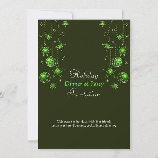 Convites Decorações de Natal Verde Elegante do Rico (Frente)
