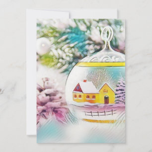 Convites Decorações de Natal Vintage Ornamentos Aquarela
