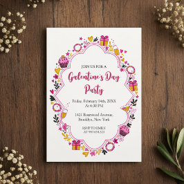 Convites Decorative Galentines Invitation Oval Frame
