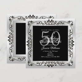Convites Decorativo Clássico de Prata Quadrada enquadrado n