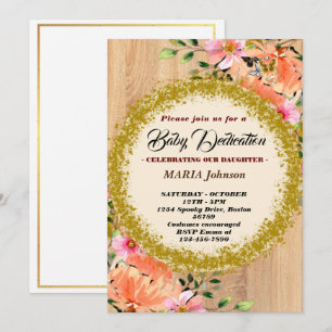 Convites Dedicação de Bebê Floral em Aquarela Borboleta Fem