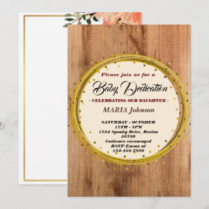 Convites Dedicação de Bebê Floral em Aquarela Borboleta Fem