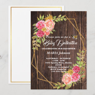 Convites Dedicação de Bebê Floral em Aquarela Borboleta Fem