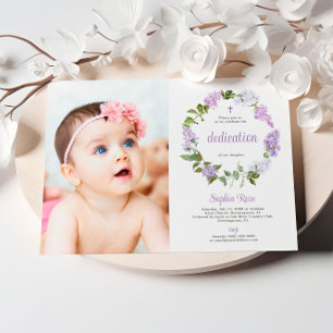 Convites Dedicação de Rapariga Rustic Lilac Flowers