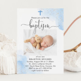 Convites Dedicação do Batismo Blue and Silver Boy