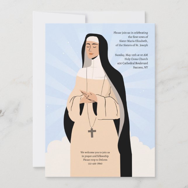 Convites Dedicado a Deus Tomada do Véu (Frente)