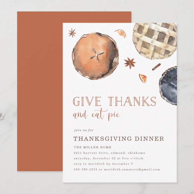 Convites Deem Obrigados e comam o Janto de Ação de Graças (Frente/Verso)