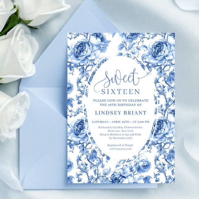 Convites Deep Blue Roses Digital Invitation Sweet Sixteen (Deep Blue Roses Digital Invitation Sweet Sixteen)