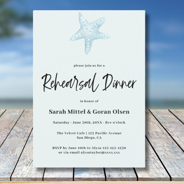 Convites Deep Blue Sea Wedding Rehearsal Dinner (Criador carregado)