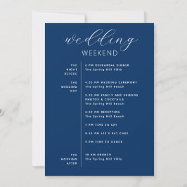 Convites Deep Blue Weekend Timeline | Nautical Navy Wedding