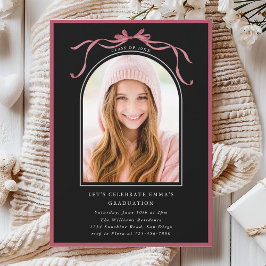 Convites Deep Blush Bow Graduation Party Arch Photo Black
