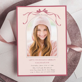 Convites Deep Blush Bow Graduation Party Arch Photo Pink