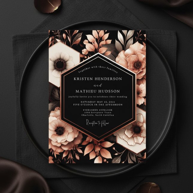 Convites Deep Burgundy Floral Moody Wedding (Criador carregado)