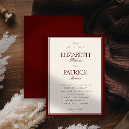 Convites Deep Burgundy Formal Modern Classic Estate Wedding