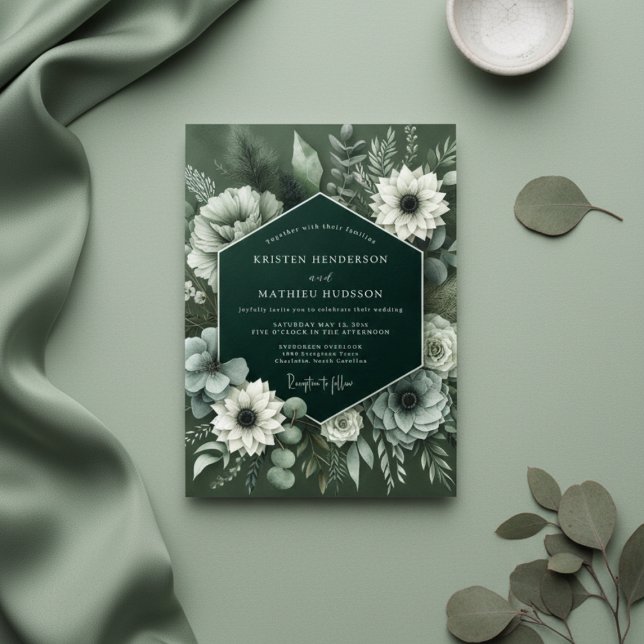 Convites Deep Green Lush Botanical Wedding (Criador carregado)
