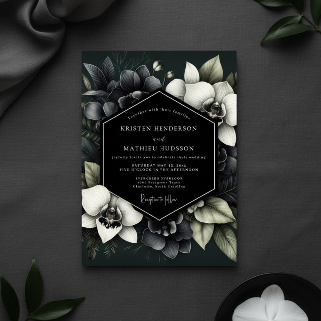 Convites Deep Green Moody Bloom Wedding (Criador carregado)