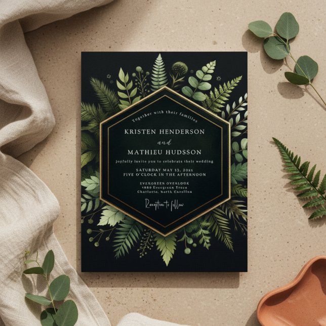 Convites Deep Green Woodland Bloom Wedding (Criador carregado)