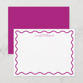 Convites Deep Magenta Modern Wavy Border Note Card
