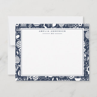 Convites Deep Navy Easter Egg Frame Note Card