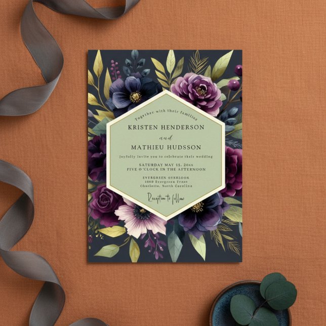 Convites Deep Plum Bloom Autumn Wedding (Criador carregado)