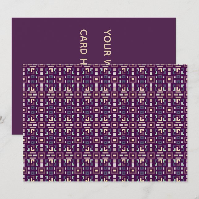 Convites Deep Purple e Terroso Abstrato Geométrico (Frente/Verso)