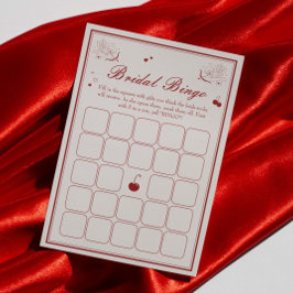 Convites Deep Red Valentine Bridal Shower Bingo Game Card