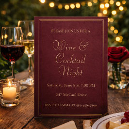 Convites Deep Red Wine Soiree Invitation
