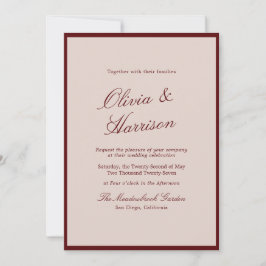 Convites Deep Wine Old Money Calligraphy Wedding Invitation