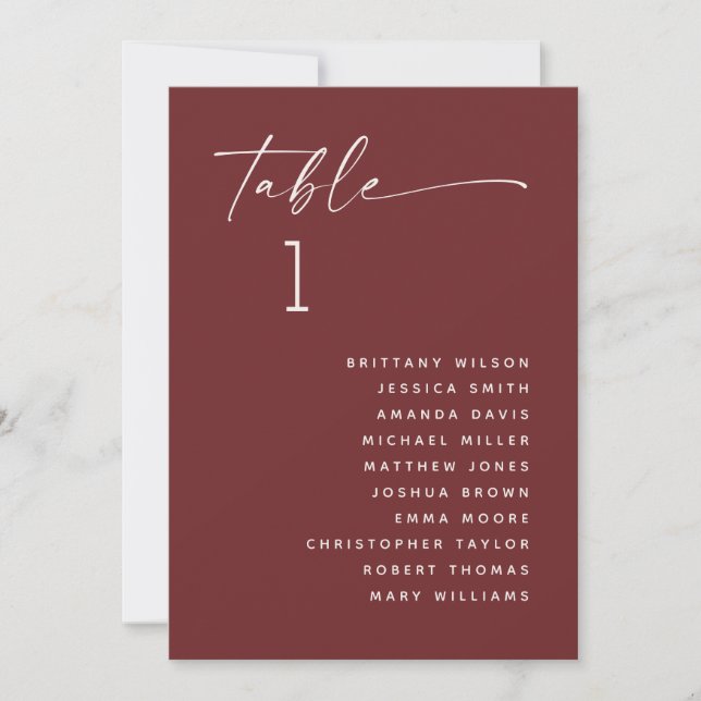 Convites Deep Wine Red Wedding Seating Chart | Elegant Fall (Frente)