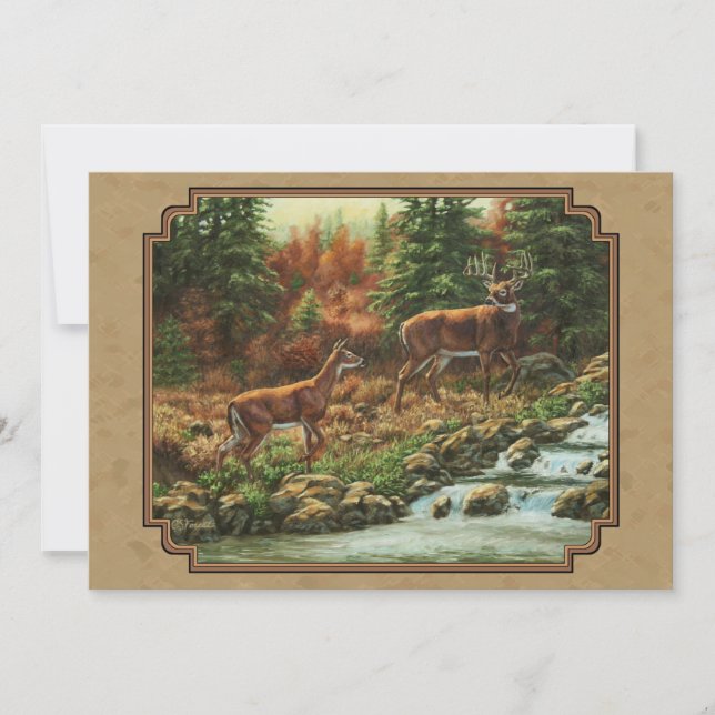 Convites Deer and Stream Waterfall Tan (Frente)